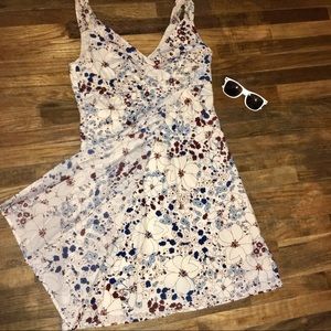 Patagonia Ivory, Blue  Floral Faux Wrap Dress